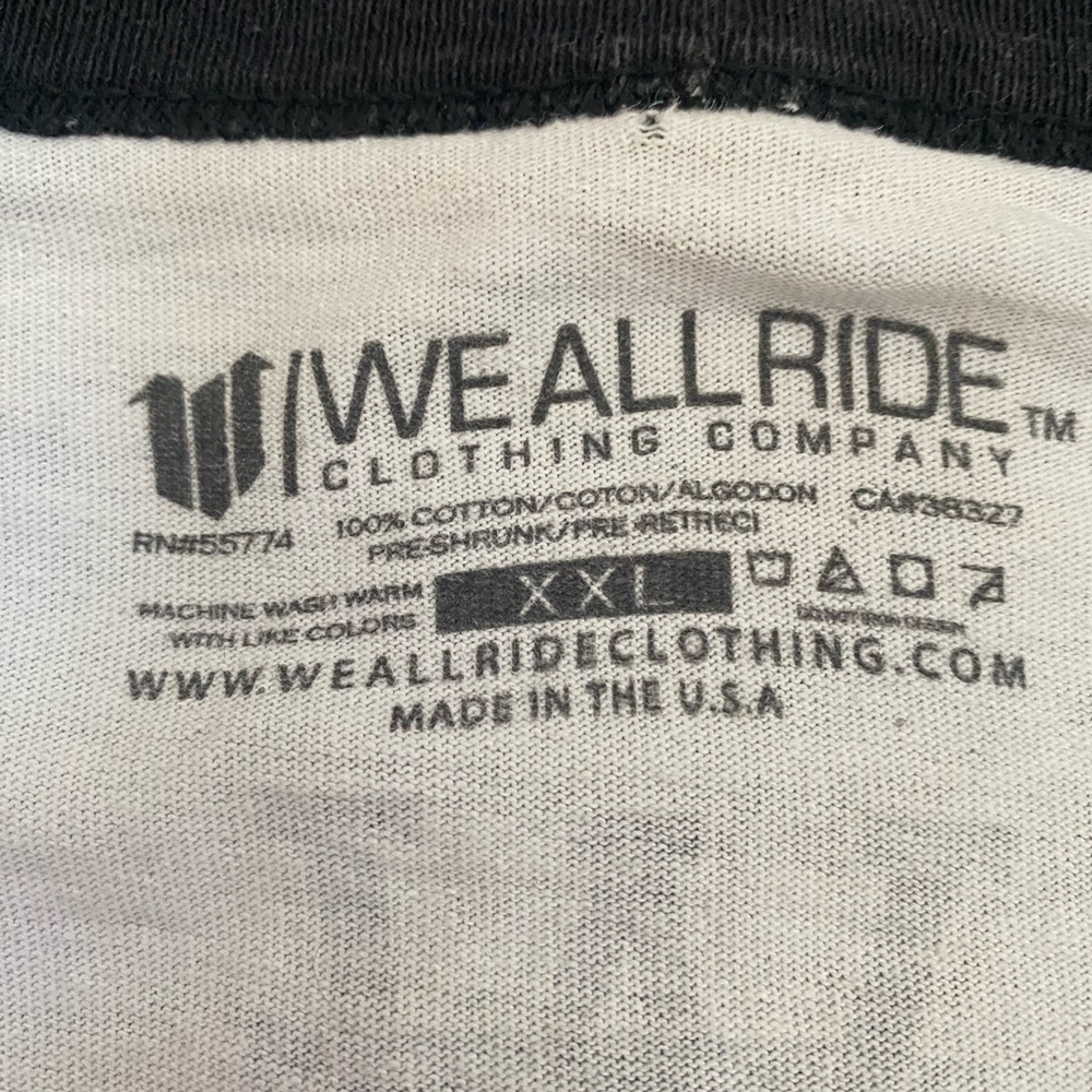We All Ride Black and White Raglan Tee - Picture 4 of 7